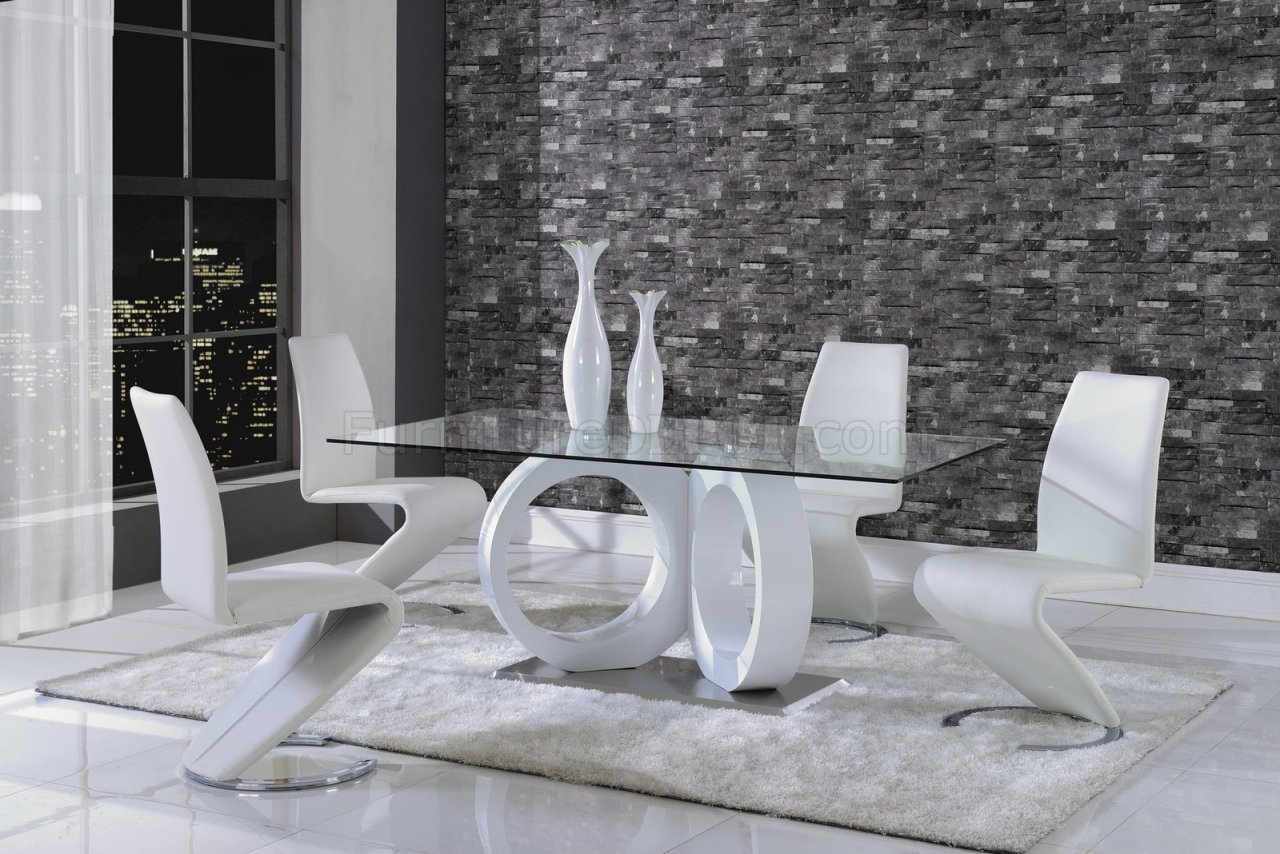 D9002DT Dining Table By Global W Optional White Side Chairs