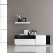 White Gloss & Dark Oak Two-Tone Finish Modern TV Stand