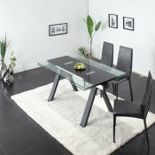 Glass Top & Steel Base Modern Dining Set w/Optional Chairs