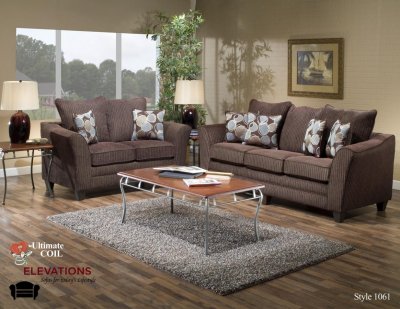 Chocolate Fabric Modern Loveseat & Sofa Set w/Options