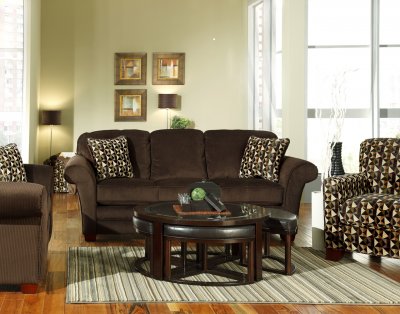 Chocolate Polyester Fabric Modern Sofa & Loveseat Set w/Options