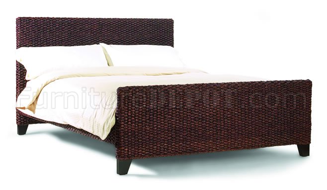 Contemporary Bed Crafted From a Mat of Water Hyacinth
