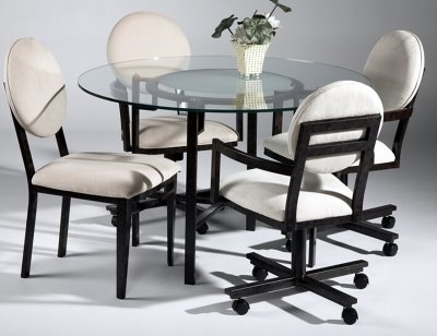 Clear Round Glass Top Modern Dinette Table w/Optional Chairs