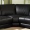 Black Bonded Leather Modern Sectional Sofa w/Wooden Legs