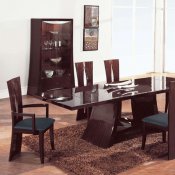 Brown Zebrano High Gloss Finish Contemporary Dining Room