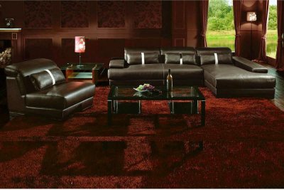 Boston Modern Furniture on Brown Leather Modern Sectional Sofa W Chair   Table At Furniture Depot