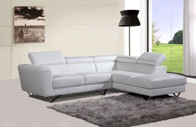 6201 Sectional Sofa in White Leather by At Home USA