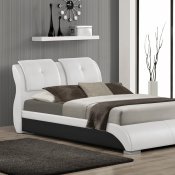 B160 Upholstered Bed in White Leatherette
