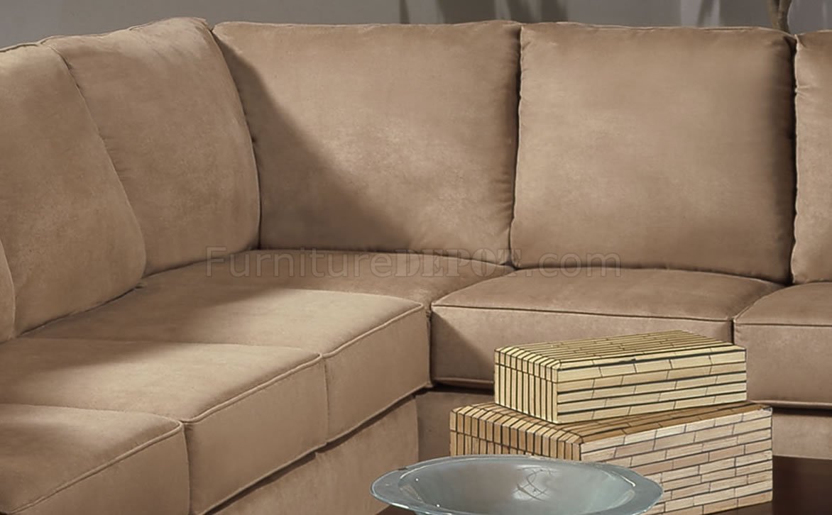 Camel Microfiber Modern Sectional Sofa w/Optional Items
