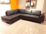 Delta 436019 Sectional Sofa in Brown Genuine Leather by New Spec