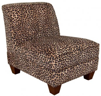 Leopard Fabric Modern Armless Chair w/Wooden Legs