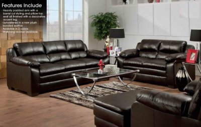Traditional Leather Sofas on Espresso Bonded Leather Traditional Sofa   Loveseat Set At Furniture