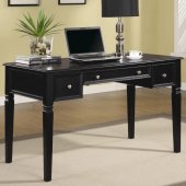 Rich Black Finish Modern Home Office Desk w/Nickel Hardware