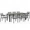 Maine 9 Piece Outdoor Patio Dining Set in Brown & Gray by Modway