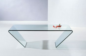 519 Clear Glass Modern Coffee Table w/Triangle Shape Design [JMCT-519 Clear]