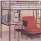 Black Modern Bunk Bed w/Desk, Chair and Futon Chair