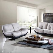Grey & Black Full Leather 2515 Modern Sofa w/Options by ESF