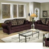 Chocolate Fabric Classic Sofa & Loveseat Set w/Optional Chair