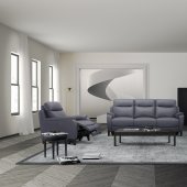 Leonard Power Motion Sofa in Stone Leather by Beverly Hills