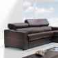 Brown Full Top Grain Leather Modern Sectional Sofa w/Sleeper
