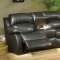 Transitional Black Bonded Leather Sectional w/Recliner Mechanism