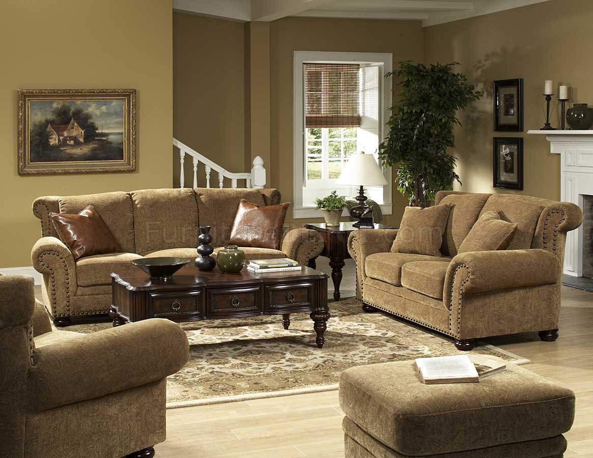 Floral Chenille Stylish Living Room Sofa   Loveseat Set At Furniture