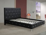 Crystal Bed in Black Leatherette