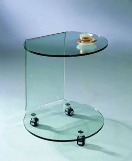 Clear Glass Artistic Portable Coffee Table W/Casters