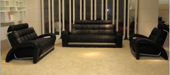 Bentley Black Bonded Leather 3Pc Sofa Set by VIG [VGS-Bentley Black]
