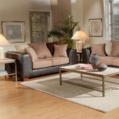 Multi-Tone Modern Living Room Sofa & Loveseat Set w/Wood Legs