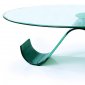 Glass Top Modern Artistic Coffee Table With "S" Shape Glass Base