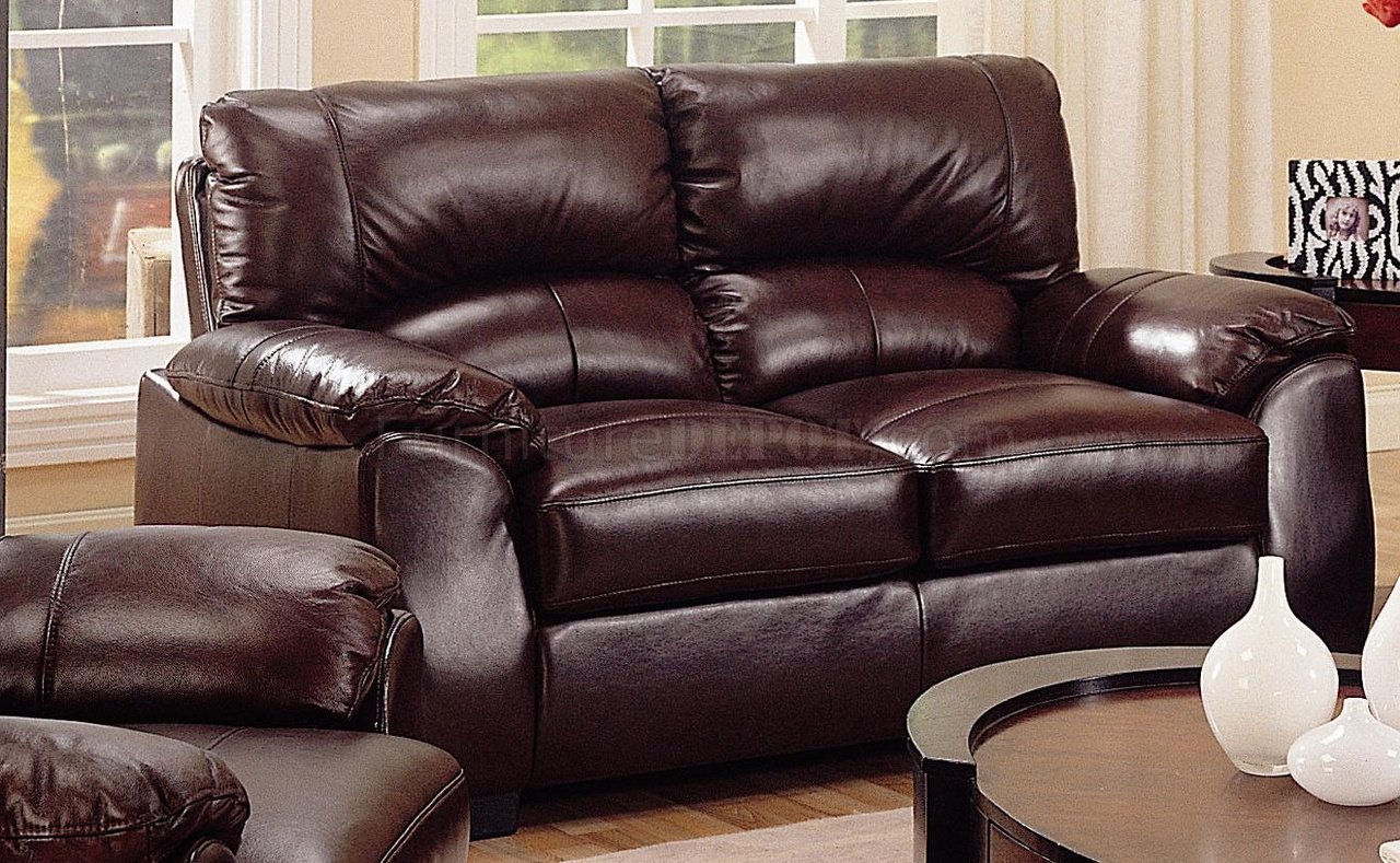 Rich Brown Leather Match Contemporary Living Room Sofa w 