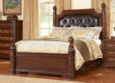 Warm Brown Finish Classic Bedroom w/Panel Bed & Options