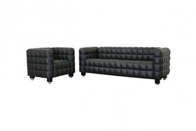 Wood  Leather Furniture on Black Leather Modern Sofa   Chair Set W Wood Legs At Furniture Depot
