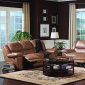Brown Vinyl Leather Living Room Sofa W/Recliner Seats
