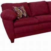 Burgundy Fabric Modern Sectional Sofa w/Wooden Legs