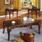 Cherry Finish Set of 1 Coffee & 2 End Tables W/Carved Details