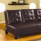 Dark Chocolate Brown Bycast Leather Sofa Bed W/Flip Down Tray