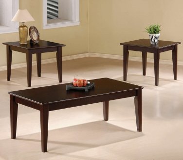 Cappuccino Finish Modern Elegant 3Pc Coffee Table Set