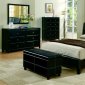 Black Bycast Leather Contemporary 5Pc Bedroom Set w/Stitchings