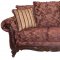 Burgundy Fabric Traditional Livng Room Sofa w/Carving Details