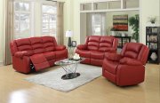 G949 Motion Sofa & Loveseat in Red Bonded Leather by Glory