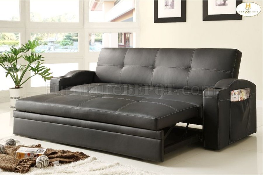 ... Lounger Sofa by Homelegance w/Pull Out Trundle HESB 4803BLK Novak