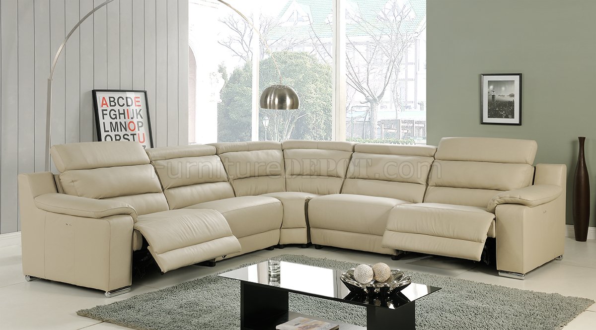 beige leather power reclining sofa