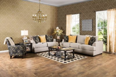 Navan SM1221 Sofa in Beige Linen-Like Fabric w/Options