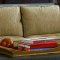 Beige Chenille Fabric Contemporary Sectional Sofa W/Vinyl Base
