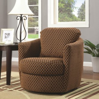 900405 Swivel Accent Chair in Brown Chenille Fabric by Coaster