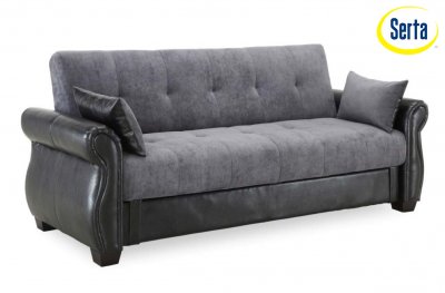 Futon Sofa Beds  Storage on Fabric   Black Bicast Modern Sofa Bed W Storage At Furniture Depot