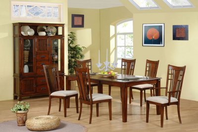 Distressed Dining Table on Distressed Walnut Finish Dining Furniture With Carved Accents At