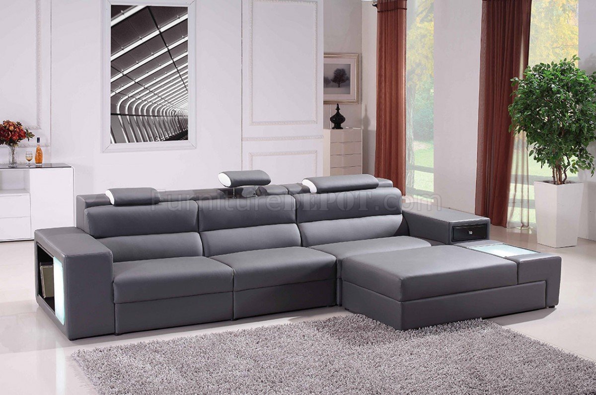 polaris grey bonded leather sectional sofa